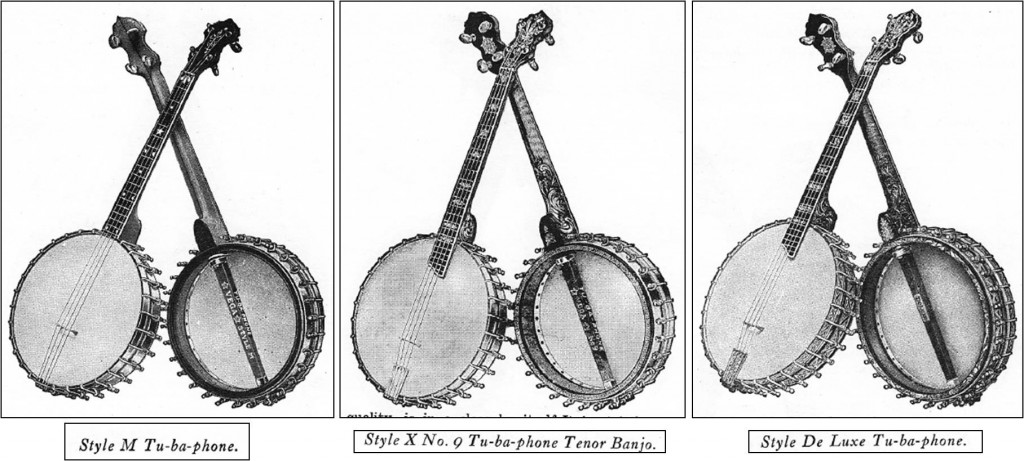 The Vega tubaphone line with the Style M, Style X No. 9, and Style De Luxe. Missing is an intermediate version between the Style M and Style X.